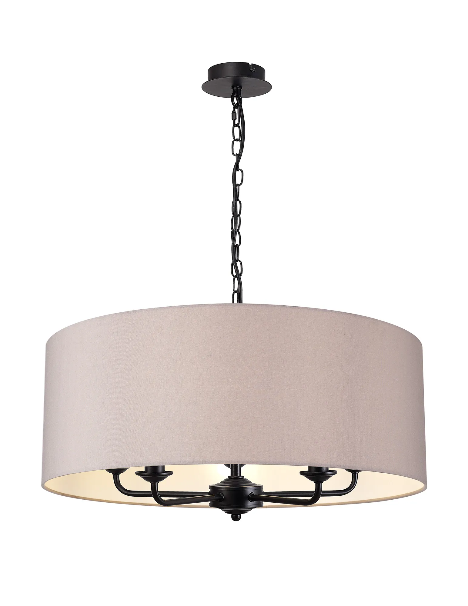 DK1046  Banyan 60cm 5 Light Pendant Matt Black; Grey